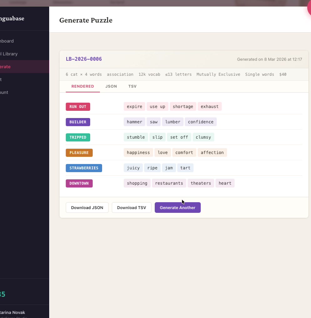 Puzzle generation interface